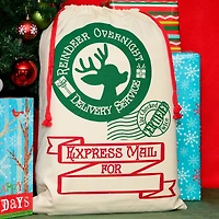 Personality Case™ 19" x 26" Reindeer Overnight Cotton Christmas Drawstring Bag