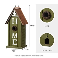 Glitzhome® 14.75" Distressed Wood HOME Birdhouse