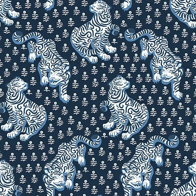 PrintFresh Tiger Queen Navy Peel & Stick Wallpaper