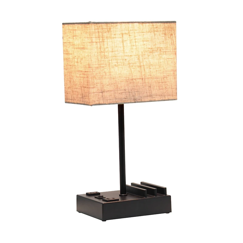 Simple Designs 15.3" Table Lamp with 2 USB Ports & Charging Outlet