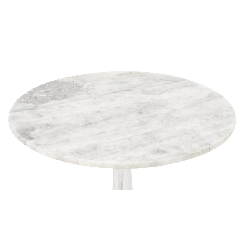 2ft. White Marble and Aluminum Traditional Accent Table