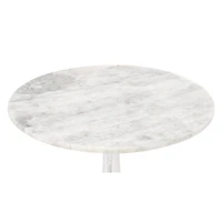 2ft. White Marble and Aluminum Traditional Accent Table