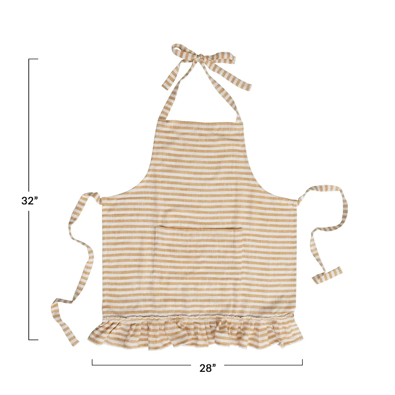 Hello Honey® Yellow Striped Woven Cotton Apron with Ruffle