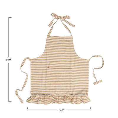 Hello Honey® Yellow Striped Woven Cotton Apron with Ruffle