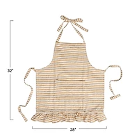 Hello Honey® Yellow Striped Woven Cotton Apron with Ruffle