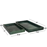 CosmoLiving by Cosmopolitan Green Marble Tray Set