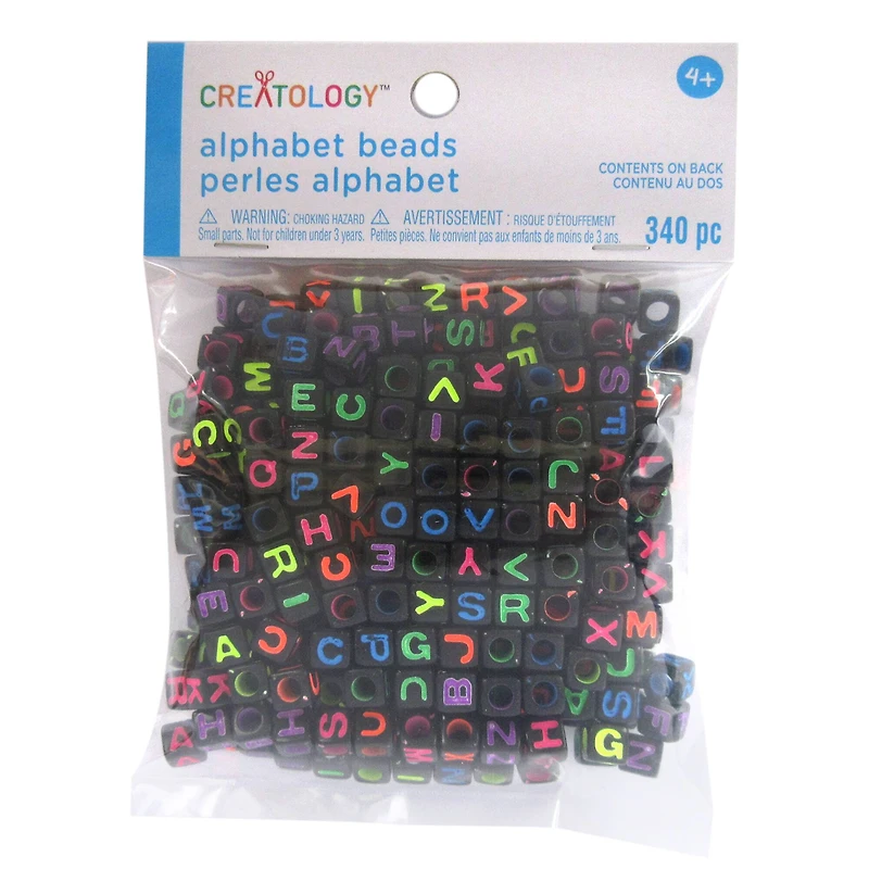 Neon & Black Alphabet Square Beads by Creatology™