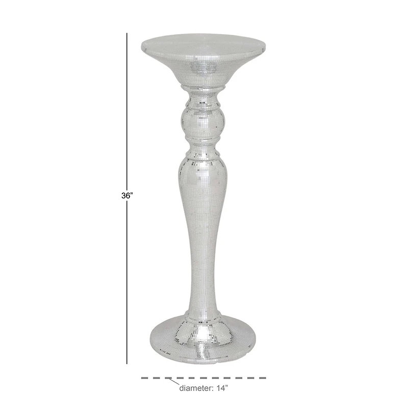 3ft. Silver Polystone Glam Pedestal Table