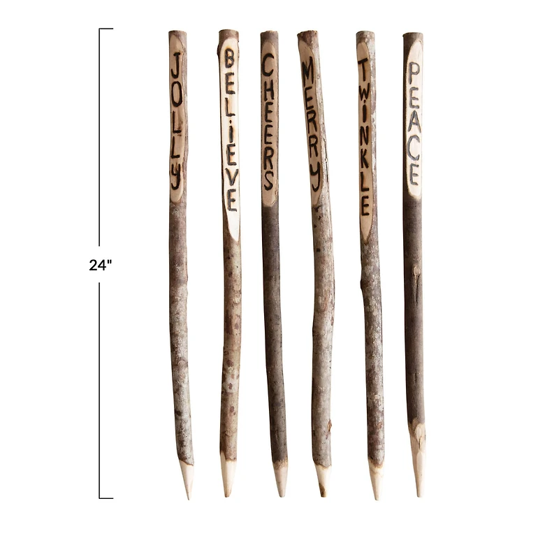 Hello Honey® 24" Natural Holiday Sentiment Wood Stakes, 6ct.