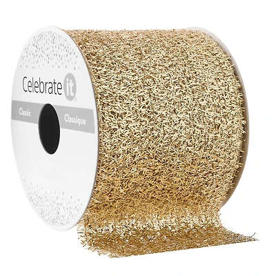 2.5" x 3yd. Woven Metallic Gold Ribbon by Celebrate It™ Classic