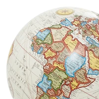 14" Mango Wood & Marble Contemporary Globe