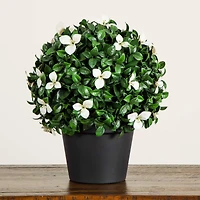 15in. UV Resistant Artificial Boxwood and Gardenia Topiary Plant (Indoor/Outdoor)