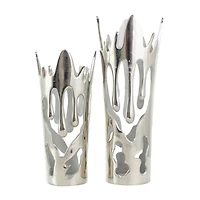Silver Aluminum Melting Drip Vase Set