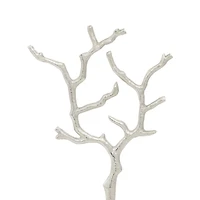 Silver Metal Tree Branch Jewelry Stand With Marble Base, 13" x 9" x 3"