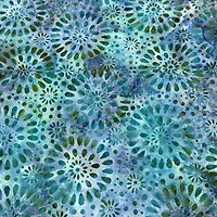 Feldman Batik Turquoise Plum Stamp Starburst Cotton Fabric