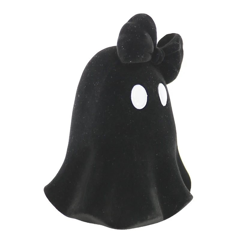 4.75" Flocked Ghost with Bow Tabletop Accent by Ashland