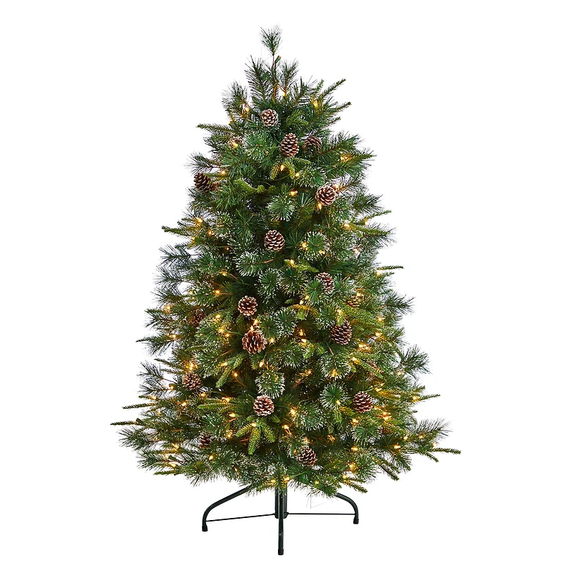 5ft. Pre-Lit Snowed Tipped Clermont Mixed Pine Artificial Christmas Tree, Clear Lights