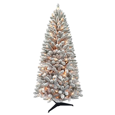 6ft. Pre-Lit Flocked Carson Pine Artificial Christmas Tree, Clear Lights