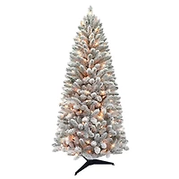 6ft. Pre-Lit Flocked Carson Pine Artificial Christmas Tree, Clear Lights