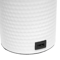 Simple Designs 18.5" Hammered Metal Container Base Table Lamp with USB Charging Port