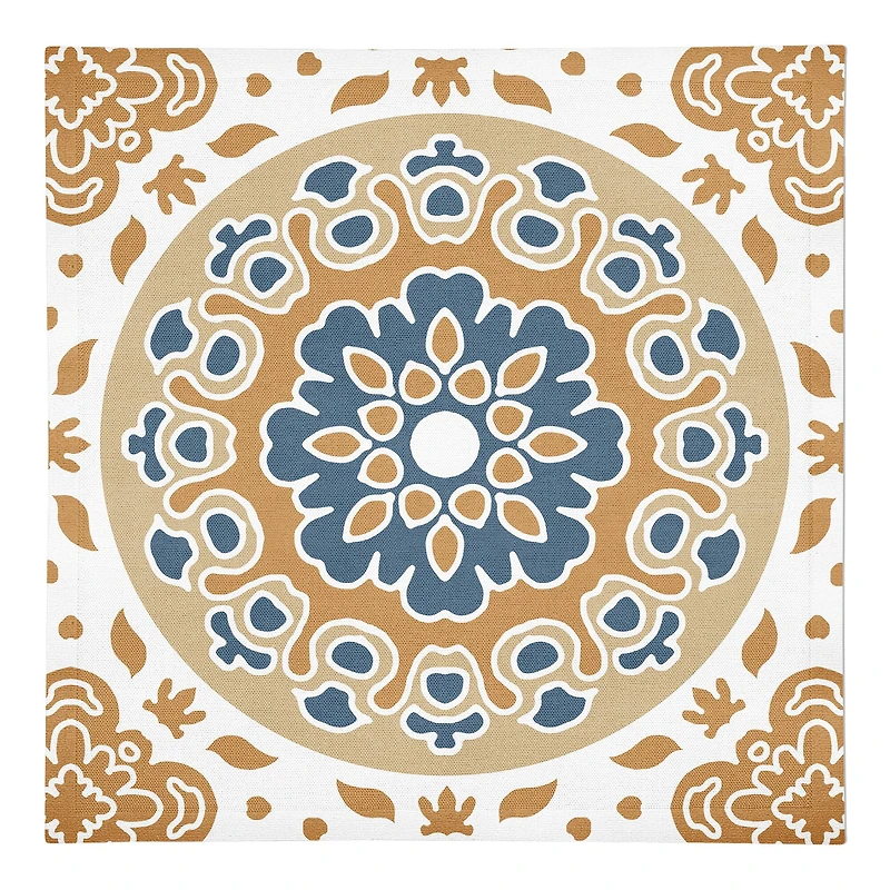 Blue and Yellow Mandala 10" x 10" Cotton Twill Napkin