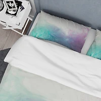 Designart 'Cyan, Blue and Pink water in Ink Composition' Mid-Century Modern Bedding Set
