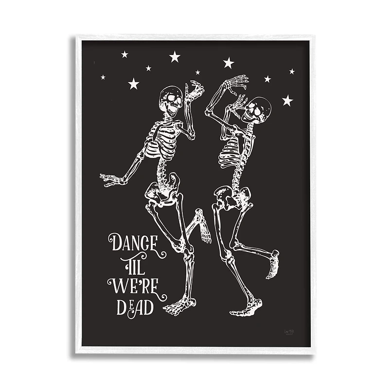 Stupell Industries 16" x 20" Dance 'Til We're Dead Skeletons White Framed Giclée Art
