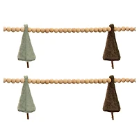 5.5ft. Wood Bead & Felt Pine Tree Garlands, 2ct.