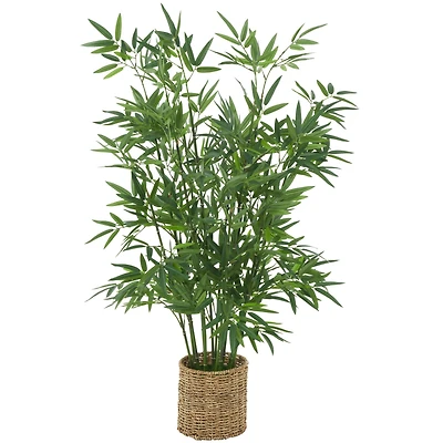 40" Green Realistic Foliage Plant in Brown Seagrass Pot