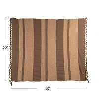 Hello Honey® Beige & Brown Savannah Stripe Cotton Blend Throw with Fringe