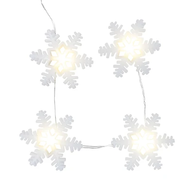 18ct. Warm White LED White Snowflake String Lights on Silver Wire by Ashland®