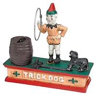 Design Toscano 7" Circus Clown & Trick Dog Authentic Foundry Iron Mechanical Bank