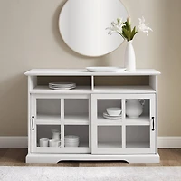Walker Edison 48" Brushed White Sliding Glass Door Sideboard