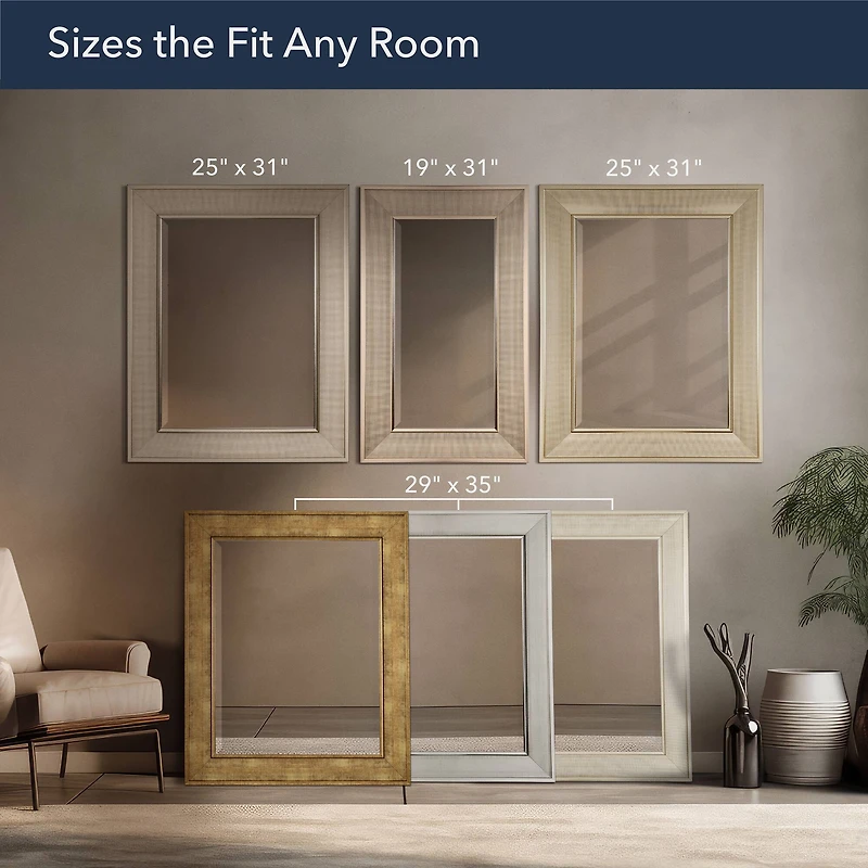 Head West 31" Brushed Nickel Pave Textured Framed Wall Vanity Mirror