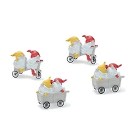 Whimsical Garden Gnomes Riding a Scooter & Wheelbarrow Figurines Set