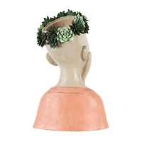 17" Woman Bust Planter with Succulent Crown