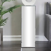 Silver Wood Mirrored Pedestal Table 10" x 10" x 30"