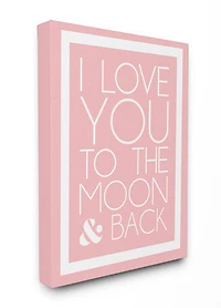 Stupell Industries Pink & White I Love You To The Moon Wall Art