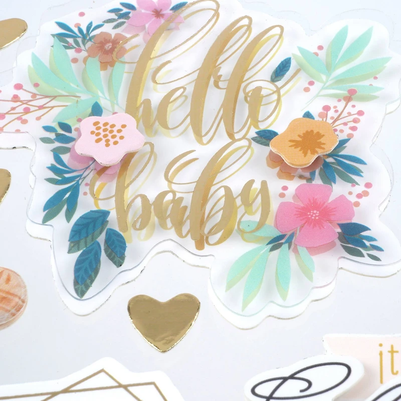 12 Pack: Pink Hello Baby Stickers by Recollections™