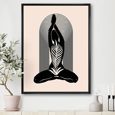 Designart - Empowered Cosmic Women Geometric Goddess Series Black And White II