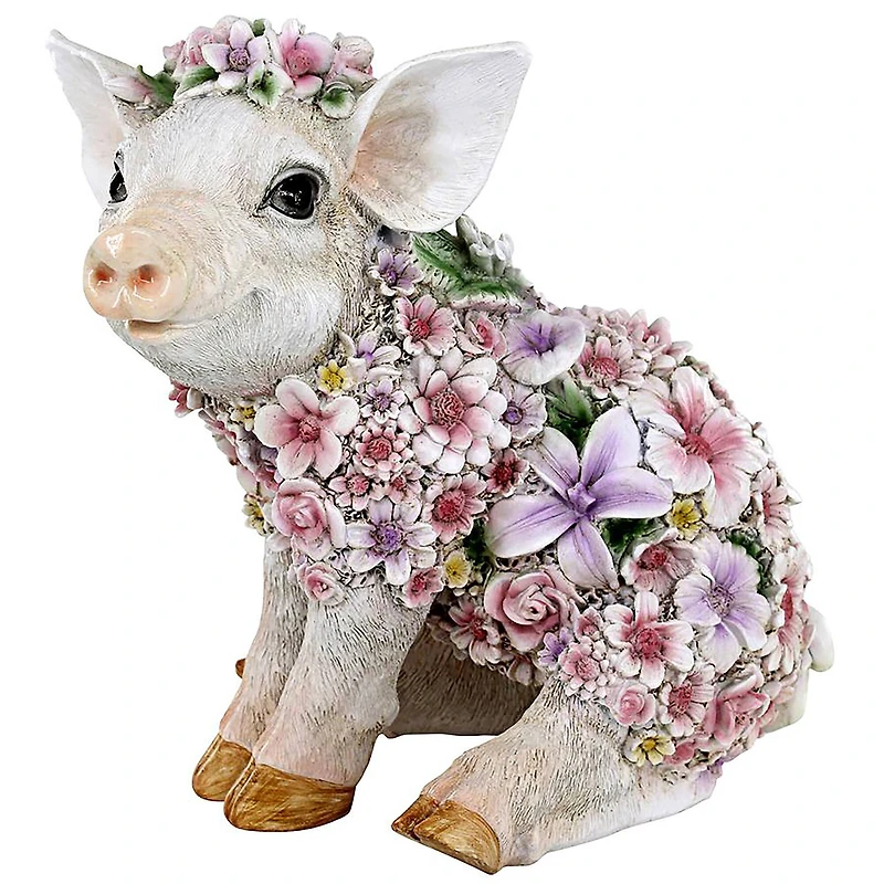Design Toscano 8.8" Flower Power Pig Farm Animal Statue