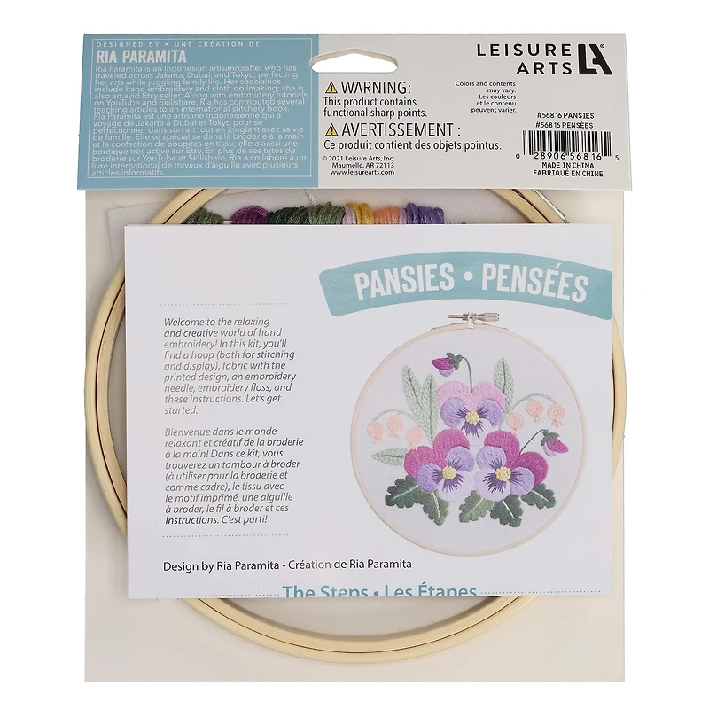 Leisure Arts® 6" Pansies Embroidery Kit