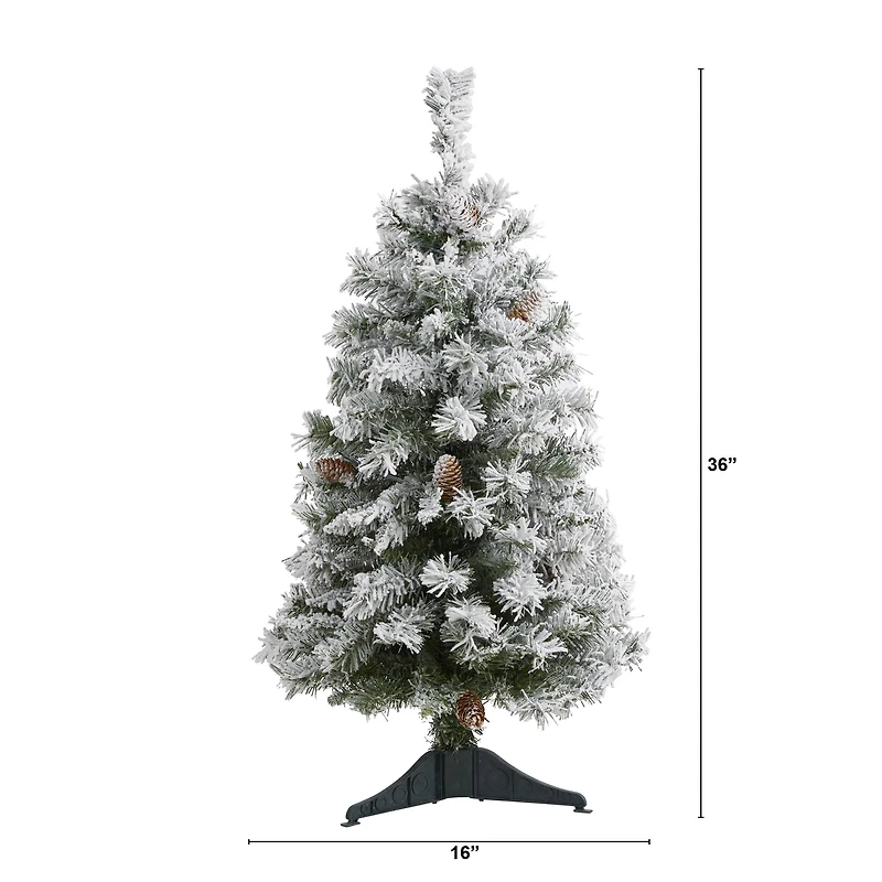 3ft. Unlit Flocked White River Mountain Pine & Pinecones Artificial Christmas Tree