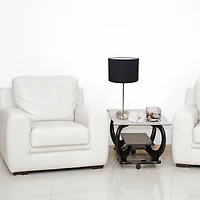 Simple Designs 23" Brushed Nickel Stick Lamp with Black Fabric Shade