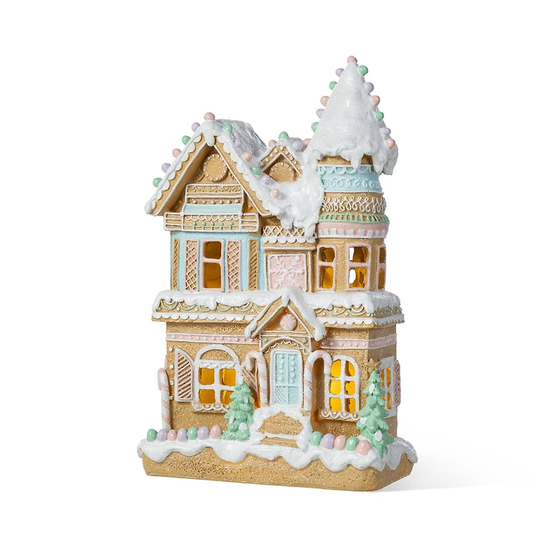 Glitzhome® 11.75" Christmas Macaron Resin Village Table Decor