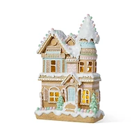 Glitzhome® 11.75" Christmas Macaron Resin Village Table Decor
