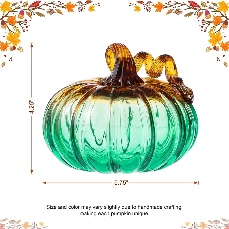 Glitzhome® 5.75" Gradient Turquoise Glass Pumpkin