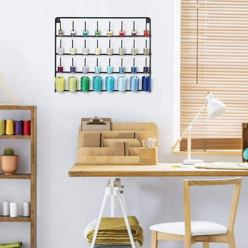 NEX™ Black 32-Spool Wall-Mounted Metal Sewing Thread Rack