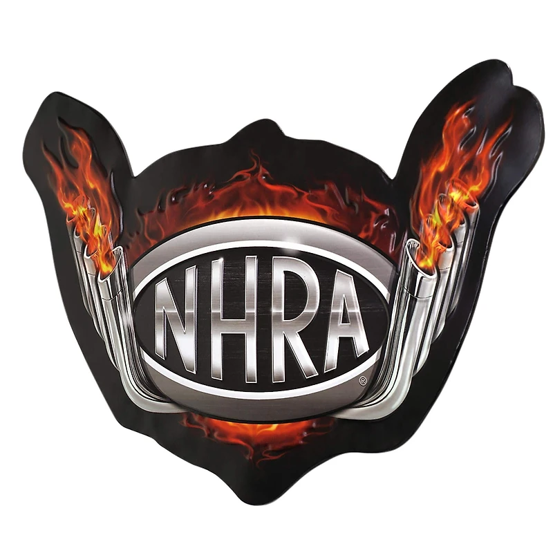 NHRA® Flames Logo Embossed Shaped Metal Wall Sign