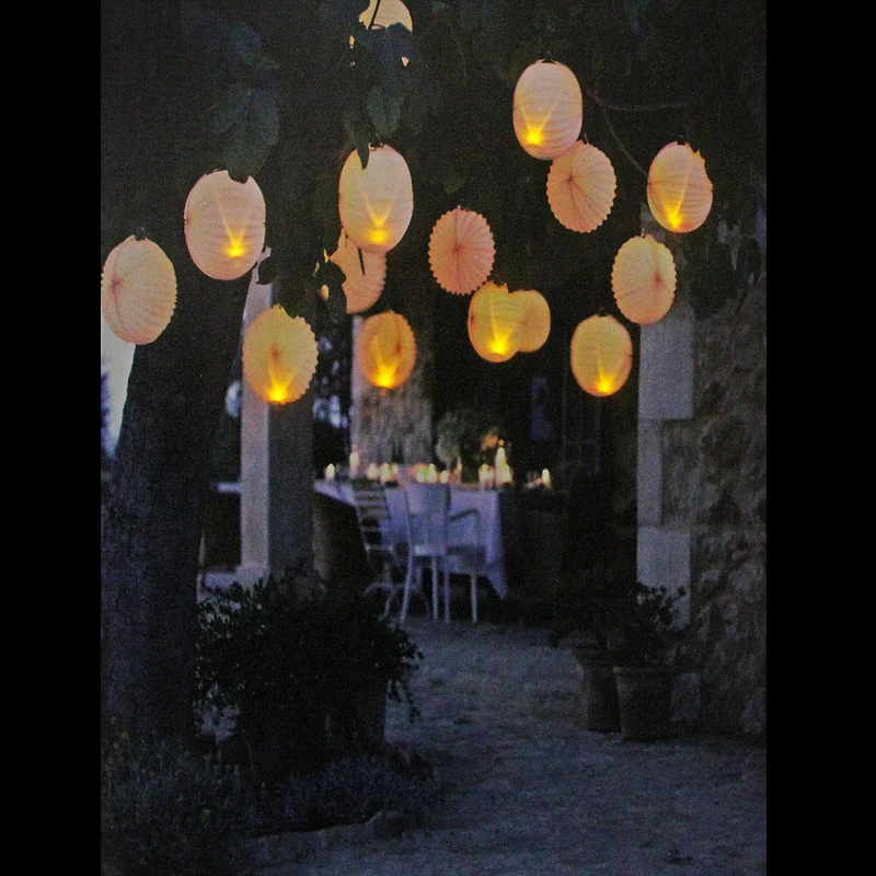 LED Flickering Garden Party & Lanterns Canvas Wall Art